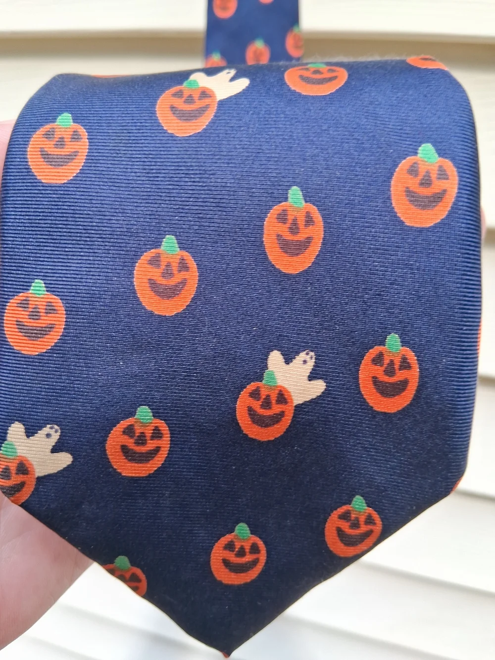 Lillian Vernon Vintage 1988 Halloween Necktie Tie Jack O’Lanterns And Ghosts 54”